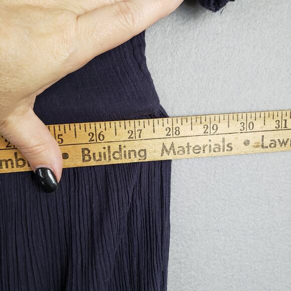 Free People XS Pleat Crepe Babydoll Blouse Black Dark Fairy Boho Renaissance - Picture 4 of 10